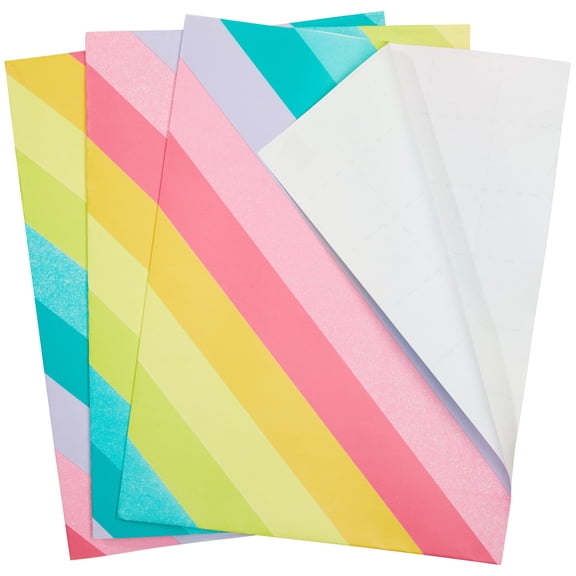 The Gift Wrap Company 58-189208 Rainbow Flat Gift Wrapping Paper Sheet Set, 30" x 23", Multicolor, 3 Pieces