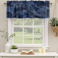 thumbnail image 3 of Navy Blue Marble Valances for Windows, Modern Golden Geometric Abstract Light Filtering Kitchen Curtains, Rod Pocket Window Valance Curtains for Living Room Bedroom, 60" W x 18" L, 2 Panels, 3 of 9
