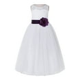 thumbnail image 2 of Ekidsbridal White Lace Tulle Keyhole Back Girl Dresses with Colored Sash Wedding Pageant Junior Bridesmaid 178T 8, 2 of 3