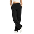 thumbnail image 4 of ZHYou No Boundarie Straight Leg Sweatpants for Women Drawstring Elastic High Waist Loose Fit Trousers with Pockets,Black,Size M, 4 of 6