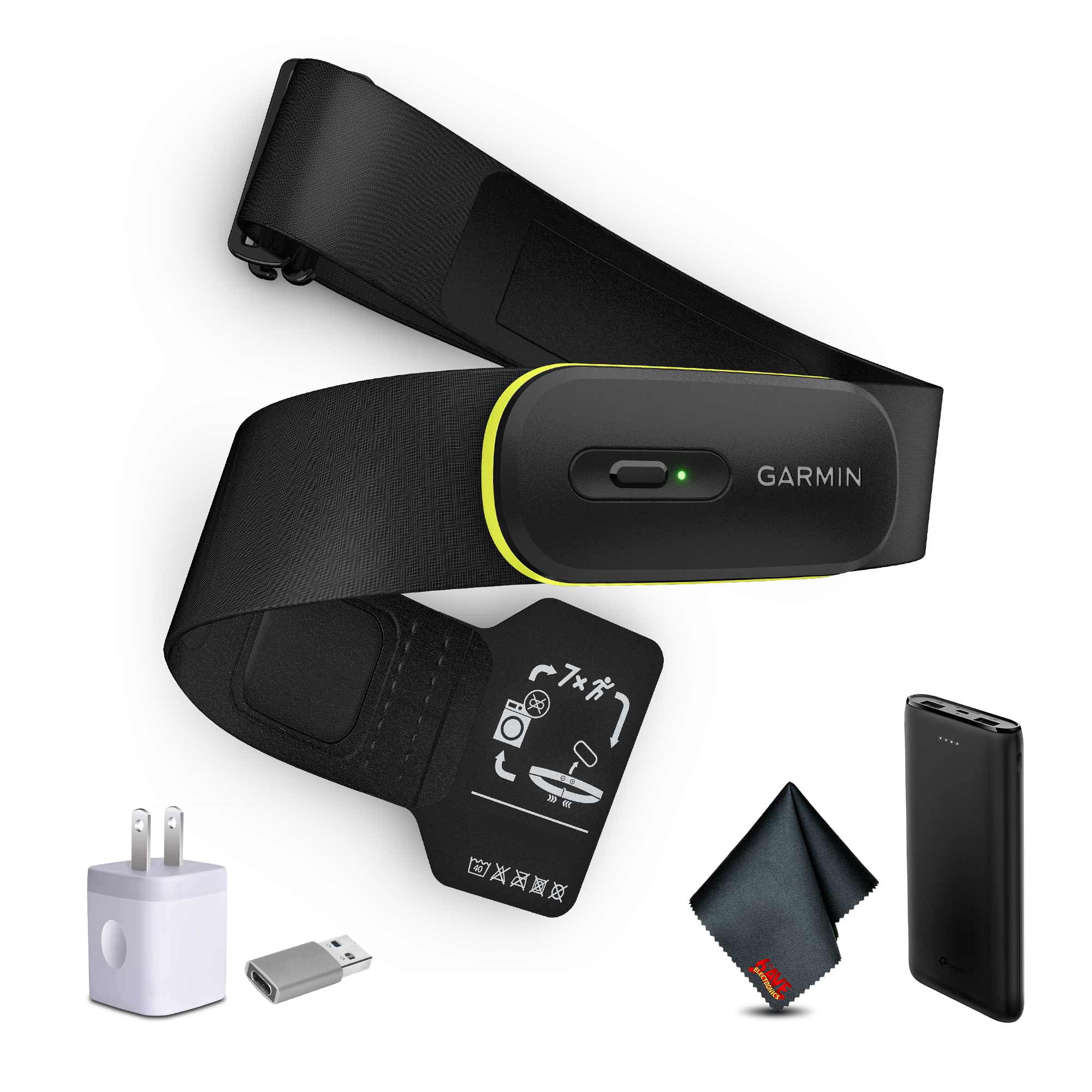 Garmin HRM 600 Chest Strap Heart Rate Monitor, M-XL Bundle With USB3.0 to type-c female adapter Space Gray + More