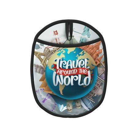 

Pofeuu Travel Around The World Print Silicone Pot Mat Mitten With Hanging Loop Heat Resistant Oven Mitts Non-Slip Bbq Baking Smoking Potholders