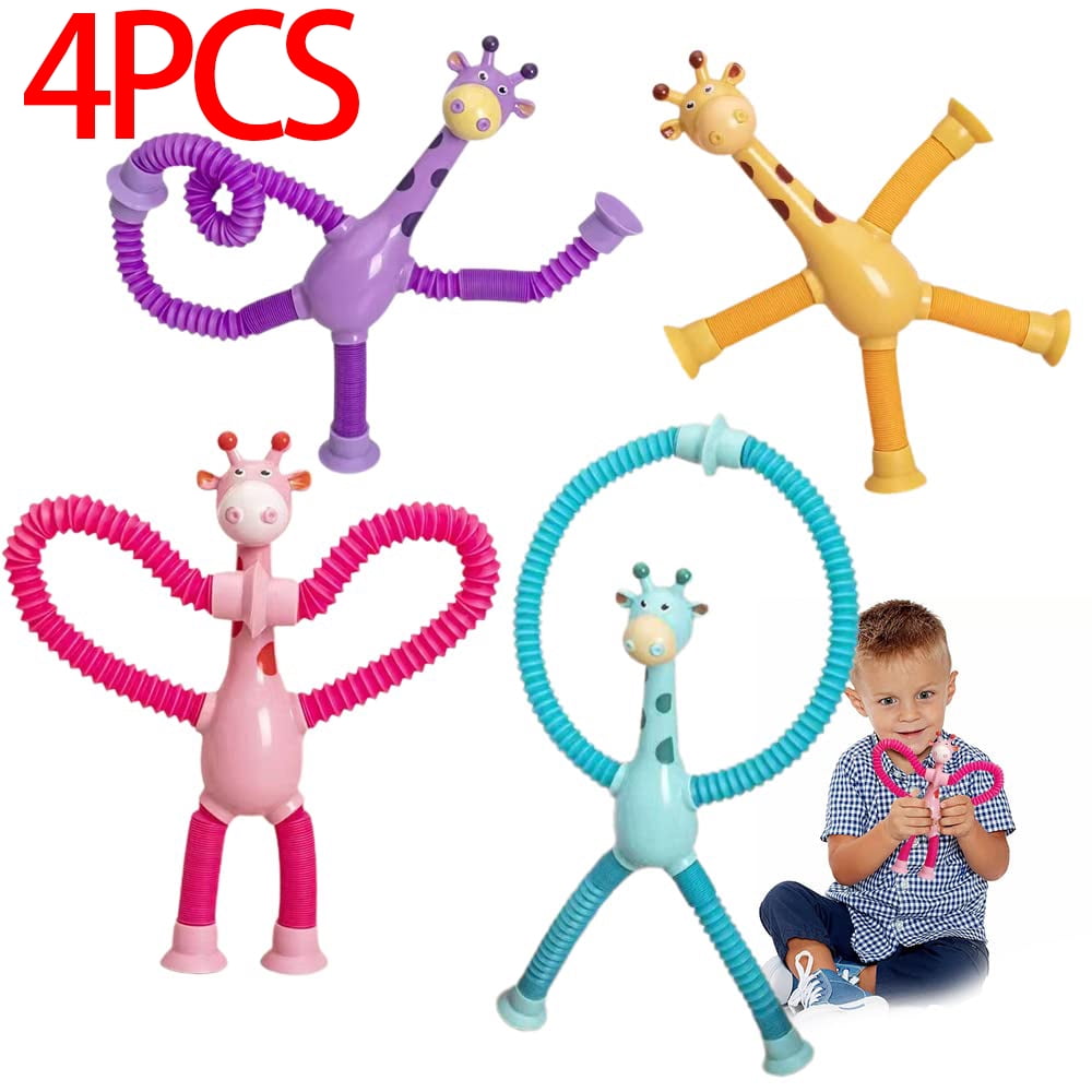 1 Year Old Boy Birthday Gift Ainiv Telescopic Suction Cup Robot Toy, 4 Pieces Novel Kids Suction Cup Toys, Funny Fidget Toys, Pop Tubes Sensory Toys For Kids, Decompress Educational Sensory Toys