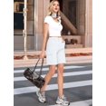 thumbnail image 5 of Women'S Cargo Denim Shorts Knee Length with 6 Pockets Summer Casual Elastic Waist Jorts White 4XL, 5 of 7