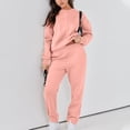thumbnail image 3 of Valora Women Fashion Outfit Women's Trousers Suit 2 Piece Set for Casual Wear Long Sleeve Pullover Sweatshirt and Matching Sweatpants with Solid Modern Athleisure Style Pink S, 3 of 7