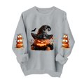 thumbnail image 5 of VKOYWKM Women's Halloween Print Crew Neck Sweatshirt Cute Spooky Graphic Sweatshirts Oversized Long Sleeve Sweatshirts Fall Pullover, 5 of 6