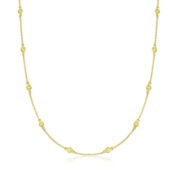 Ross-Simons 1.30 ct. t.w. Bezel-Set Peridot Station Necklace in 18kt Gold Over Sterling, Women's, Adult