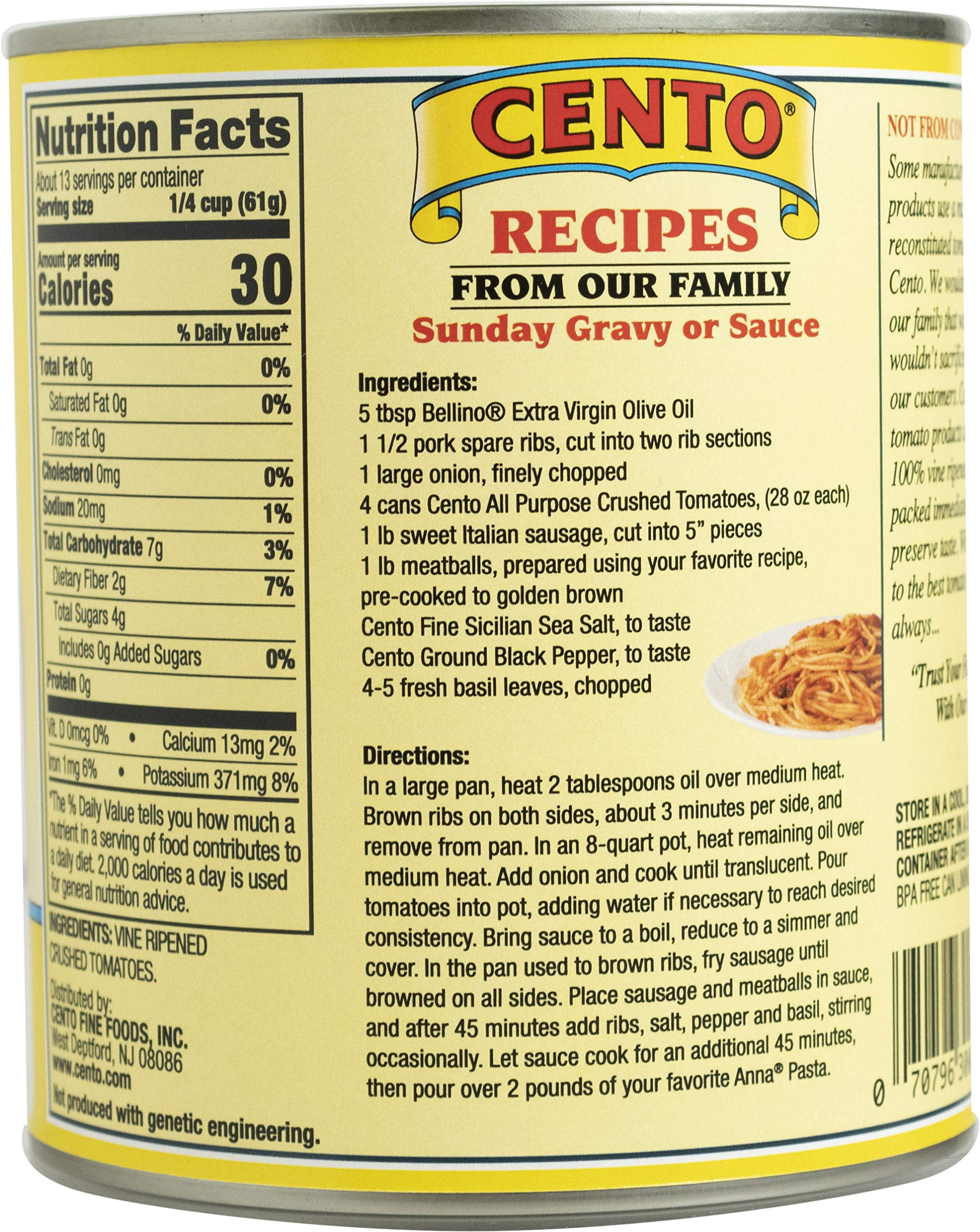 Cento All in One Chunky Crushed Tomatoes in Puree, 28-Ounce Cans (Pack of 12)