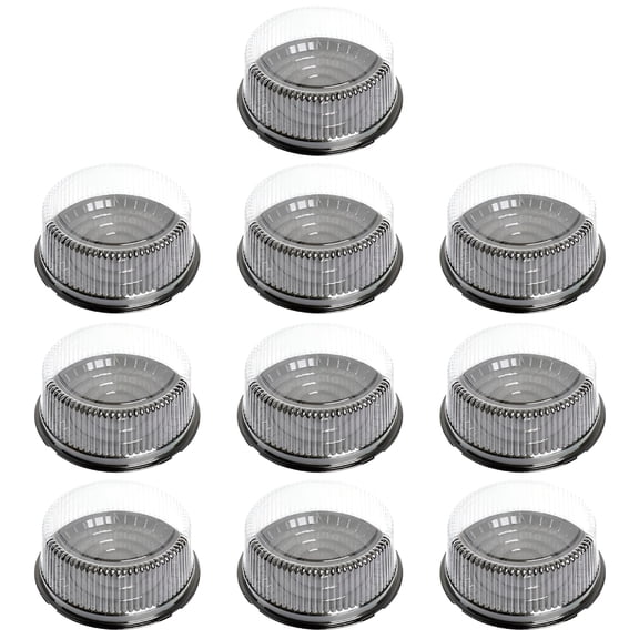 ACDANC 10Pcs Cake Containers with Lid - Plastic Clear Cake Container Dome and Black Base Carry