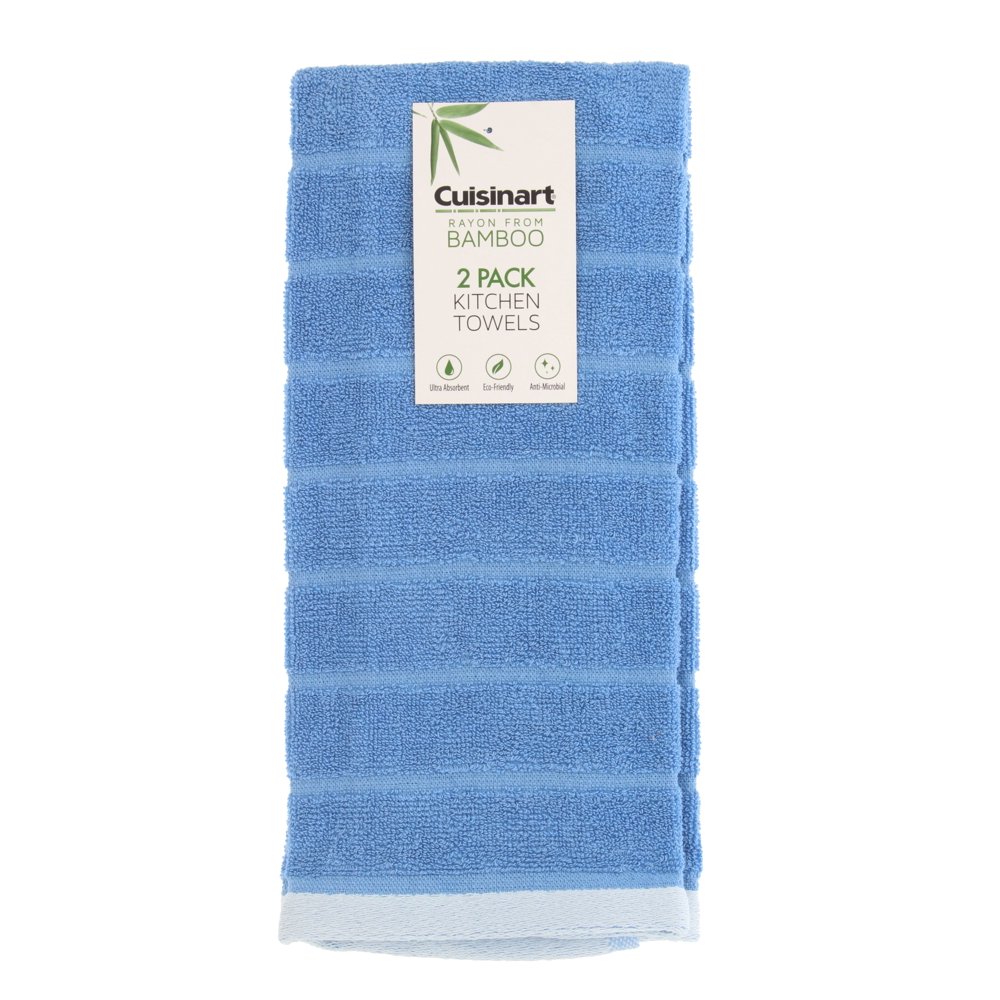 Cuisinart Chubby Stripe Bamboo Kitchen Towels, 2pk Soft & Absorbent
