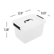 Idomy 6-Pack 10 L Clear Plastic Storage Box, Latch Storage Box with Handle
