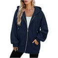 thumbnail image 6 of Dazajoo Women Zip Up Hoodies Long Sleeve Lightweight Hooded Sweatshirts Casual Fall Winter Workout Athletic Jacket with Pockets,Navy,XL, 6 of 10