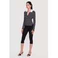 thumbnail image 3 of Women's Almost Famous Ribbed Knit Striped Long Sleeve Polo Shirt, 3 of 4