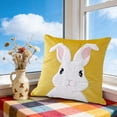 thumbnail image 6 of AuroraX Easter Throw Pillow Covers 18x18 Inch Flock Velvet Square Boho Spring Soft Bunny Rabbits Decorative Pillow Covers Yellow Outdoor Cushion Case for Couch Sofa Bench, 6 of 6