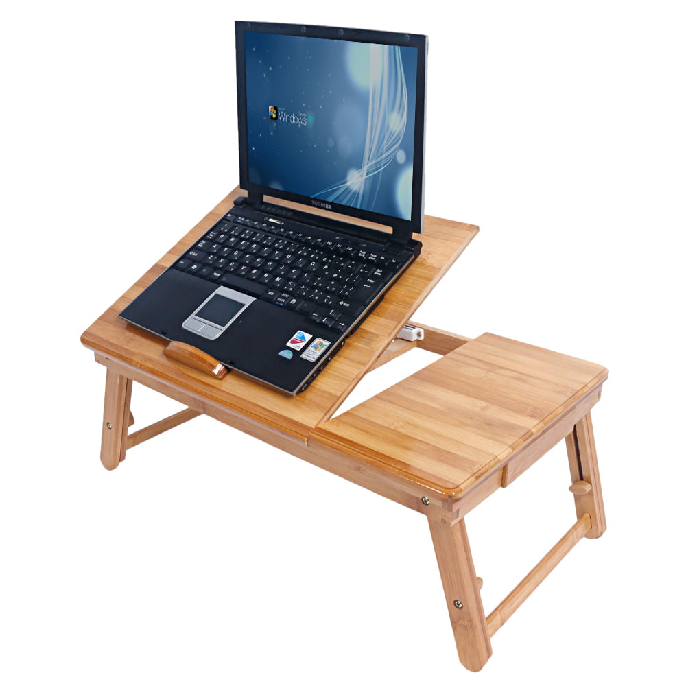 Bamboo COMPU Small Desktop Table for Laptop Folding Lift Table Student Table 