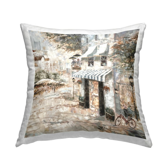 Stupell Industries City Bistro Shopfront Decorative Printed Throw Pillow Design by Ruane Manning.
