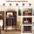 thumbnail image 6 of Topbuy Home Record Player Stand w/ Storage 3-Tier Vinyl Record Storage Cabinet Turntable Stand w/ Charging Station Open Shelf & 4 Dividers Walnut, 6 of 10