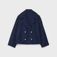 thumbnail image 4 of FRSASU Women's Long Sleeve Button Lapel Warm Jacket Winter Solid Color Versatile Woolen Coat with Pockets Dark Blue, 4 of 8