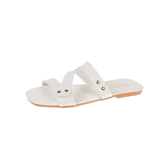 WRKEKC Womens Slippers Wide Width Open Toe Round Toe Flat Beach Slides Casual Comfortable Spring Summer Quality Footwear