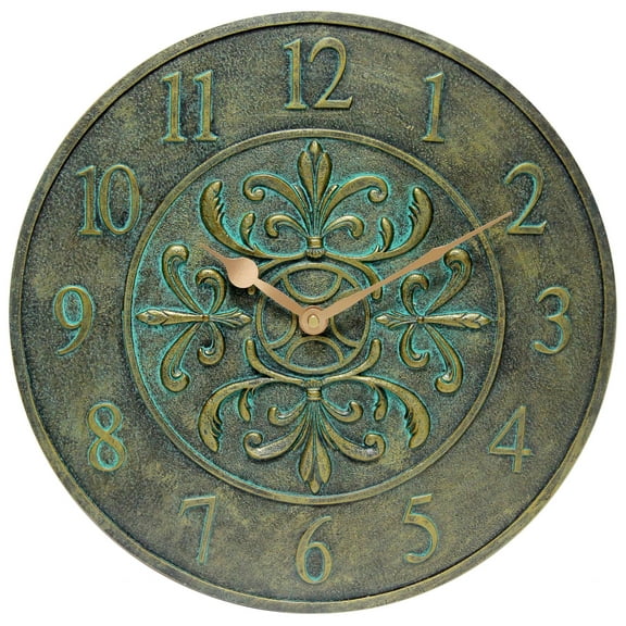 Infinity Instruments Blanc Fleur Weathered Off-White Outdoor 15-inch Analog Wall Clock