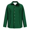 thumbnail image 5 of Button Up Shirt Men Long Sleeve Plaid Shirts Casual Collared Shirt Basic Fit Gingham Top Green 2XL, 5 of 6