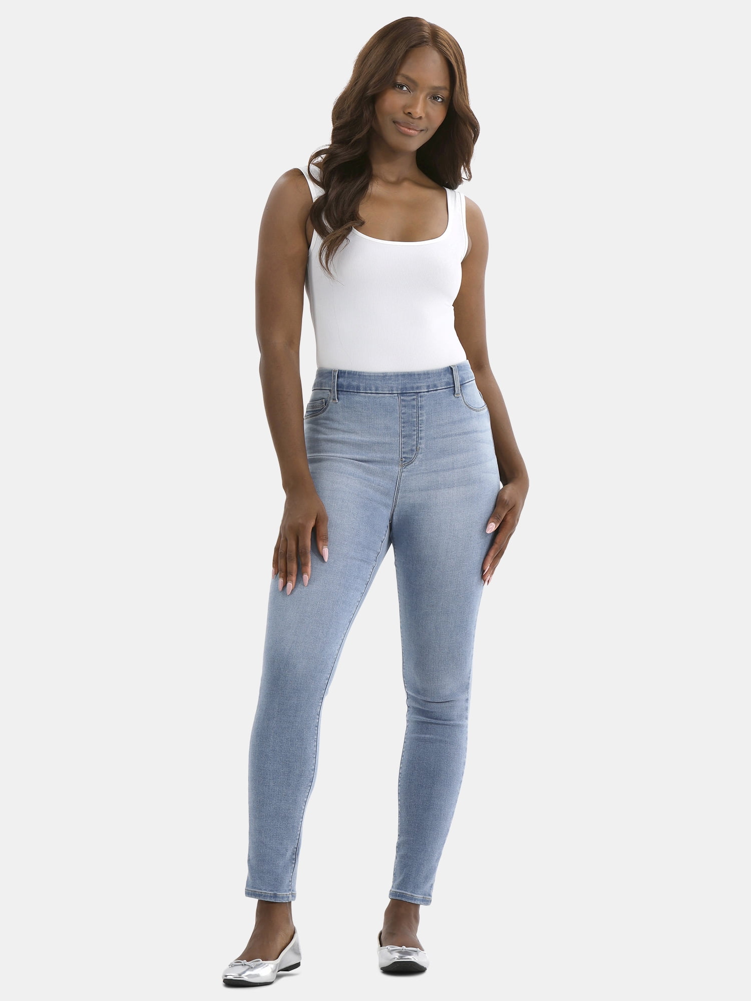 Time and Tru Women's High Rise Skinny Leg Denim Jegging, 28.5" Inseam, Sizes XS-XXXL