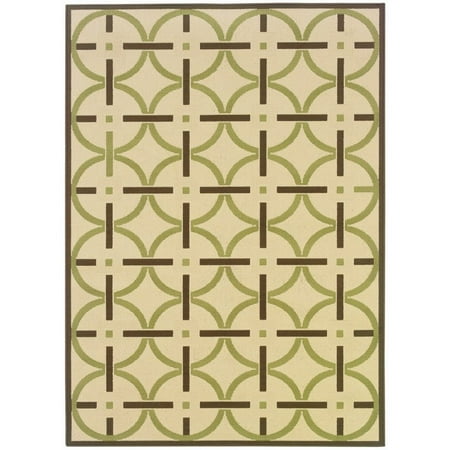 Sphinx Montego Area Rugs - 895J6 Contemporary Ivory Circles Lines Border Squares Rug