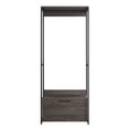 thumbnail image 2 of Newboti Furniture Monica Wood and Metal Walk-in Closet with One Drawer in Rustic Gray 17367, 2 of 4