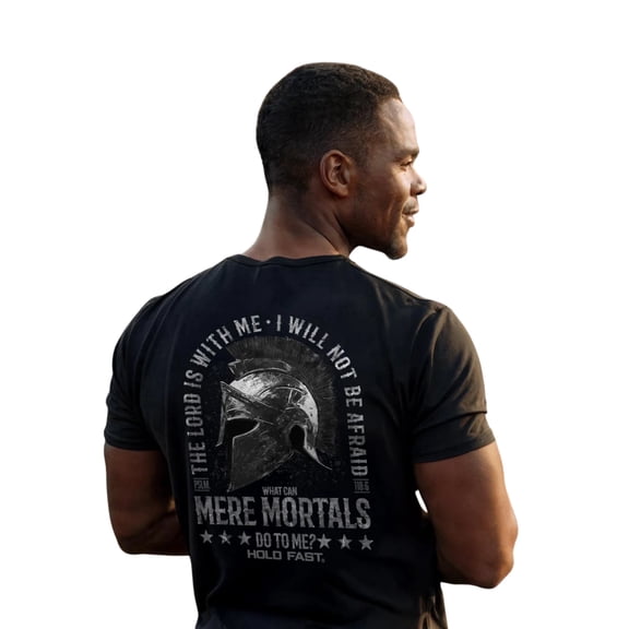 HOLD FAST Mens Short Sleeve Casual T-Shirt, Mere Mortals, Black, SM