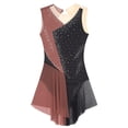 thumbnail image 5 of Haitryli Women's Sparkly Rhinestones Figure Ice Skating Dress Sleeveless Lyrical Modern Dancewear Dusty Pink S, 5 of 7
