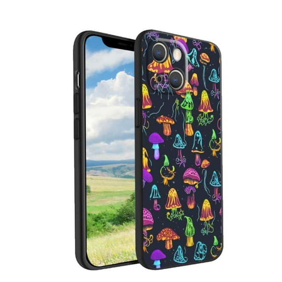 Compatible with iPhone 13 Phone Case, Mushrooms-Shrooms-Cottagecore-3 Case Men Women, Flexible Silicone Shockproof Case for iPhone 13