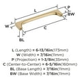 thumbnail image 5 of Amerock Merced 6-5/16 inch (160mm) Center-to-Center Golden Champagne Cabinet Pull, 5 of 6
