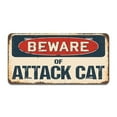 thumbnail image 1 of SignMission A-LP-04-114 Aluminum License Plate - Beware of Attack Cat, 1 of 1