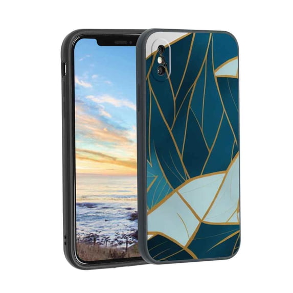 Compatible with iPhone XS Phone Case, Blue-Design Case Men Women, Flexible Silicone Shockproof Case for iPhone XS