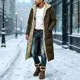 thumbnail image 6 of Mens Long Coats Fleece Lined Long Sleeve Windproof Hooded Full Zipper Thicken Warm Winter Outerwear Brown M, 6 of 6