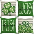 thumbnail image 2 of KOYPTL St.Patrick's Day Decorations Pillow Covers 18 x 18 Inch Set of 4 Green Shamrock Heart Lucky Charm Buffalo Plaid Pillow Cases for Home Sofa Couch Cushion Decor, 2 of 6