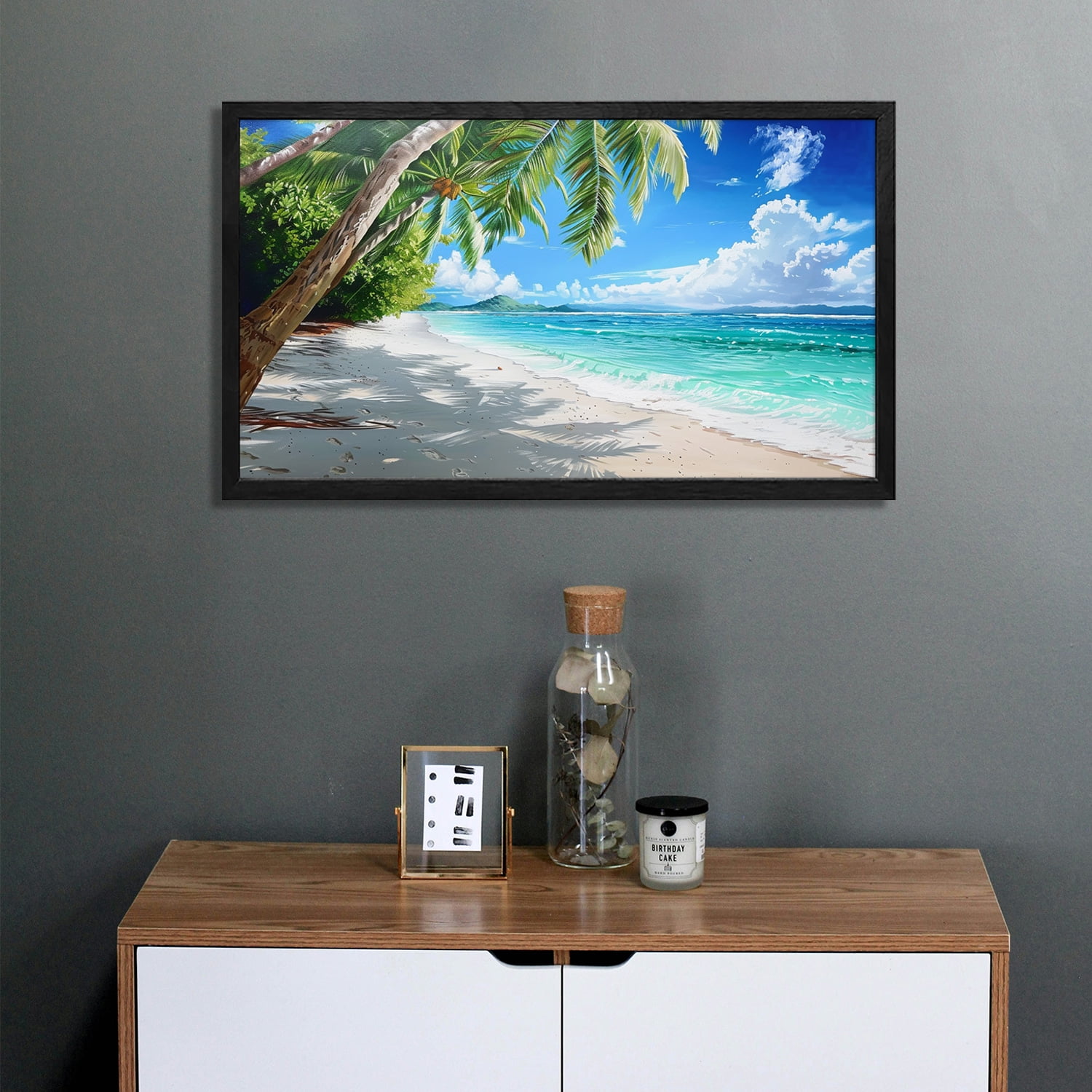 Ocean Wall Art Beach Wall Art Beach And Bush Canvas art Framed wall art Painting For Livingroom Decor Office Bedroom Decoration