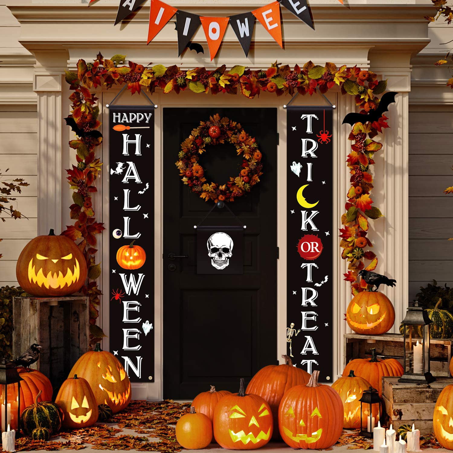 Details about   UMARDOO Halloween Decoration Porch Sign,Trick Treat Door Decorations For Home 