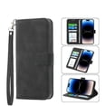thumbnail image 1 of Wallet Case for iPhone 17 Pro Max Flip Phone Case with Card Slots, Cash Pocket, Kickstand, Magnetic Closure & Wrist Strap, TPU Soft Shell Cover Black, 1 of 6