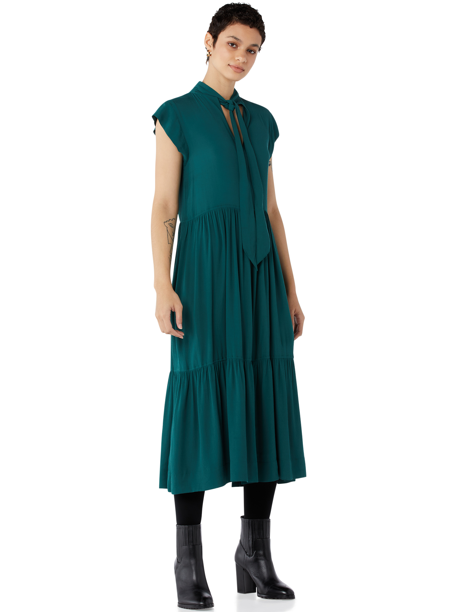 Free Assembly Women’s Sleeveless Tie Back Tiered Midi Dress - image 3 of 6