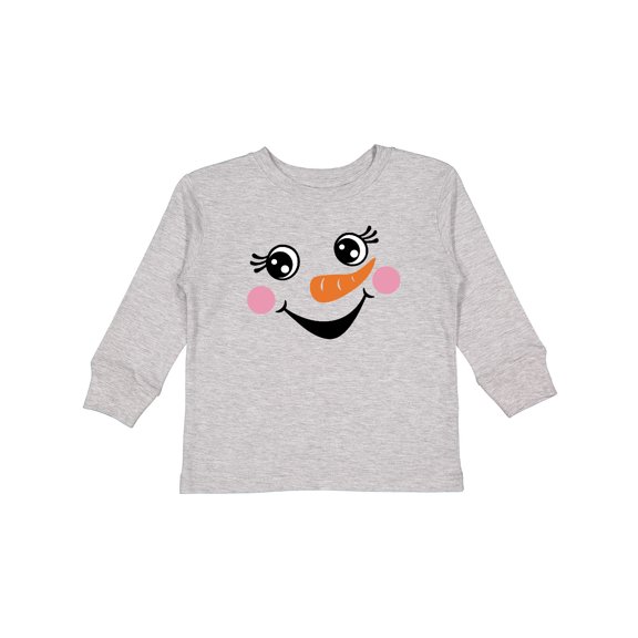 Inktastic Cute Snowman Girl Face Girls Long Sleeve Toddler T-Shirt