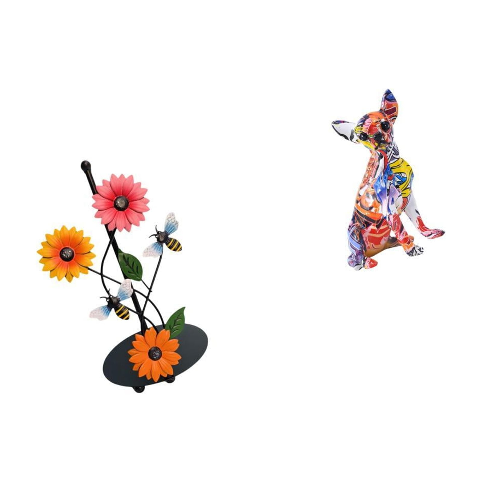 Fiocias Paper Towel Holder Dispenser Non Slip Vertical Tissue Holder Rack Colorful Dog Statue Sculpture Puppy Craft Multicolor Collectible Realistic Animal Or