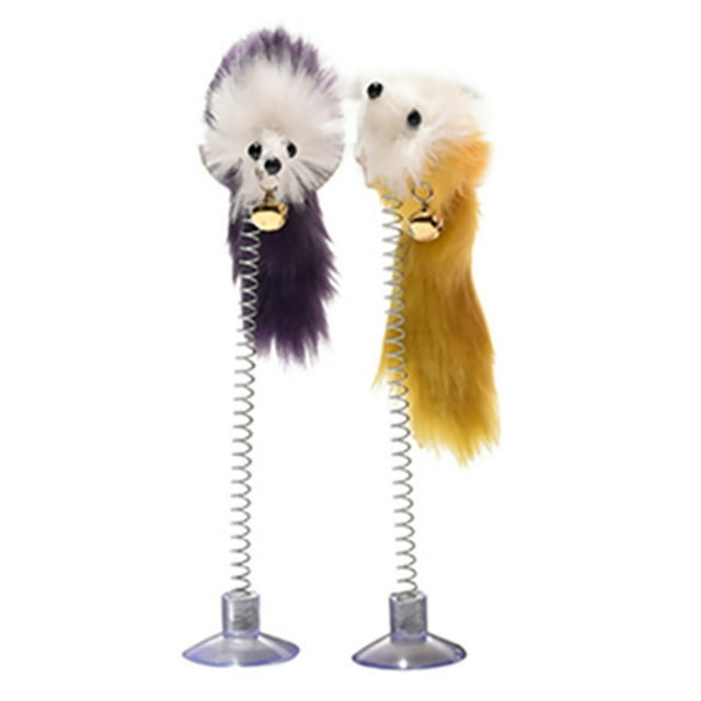 2PCS Cat Toy Mouse Spring Interactive Funny Cute Cat Bell Toy Cat Playing Toy