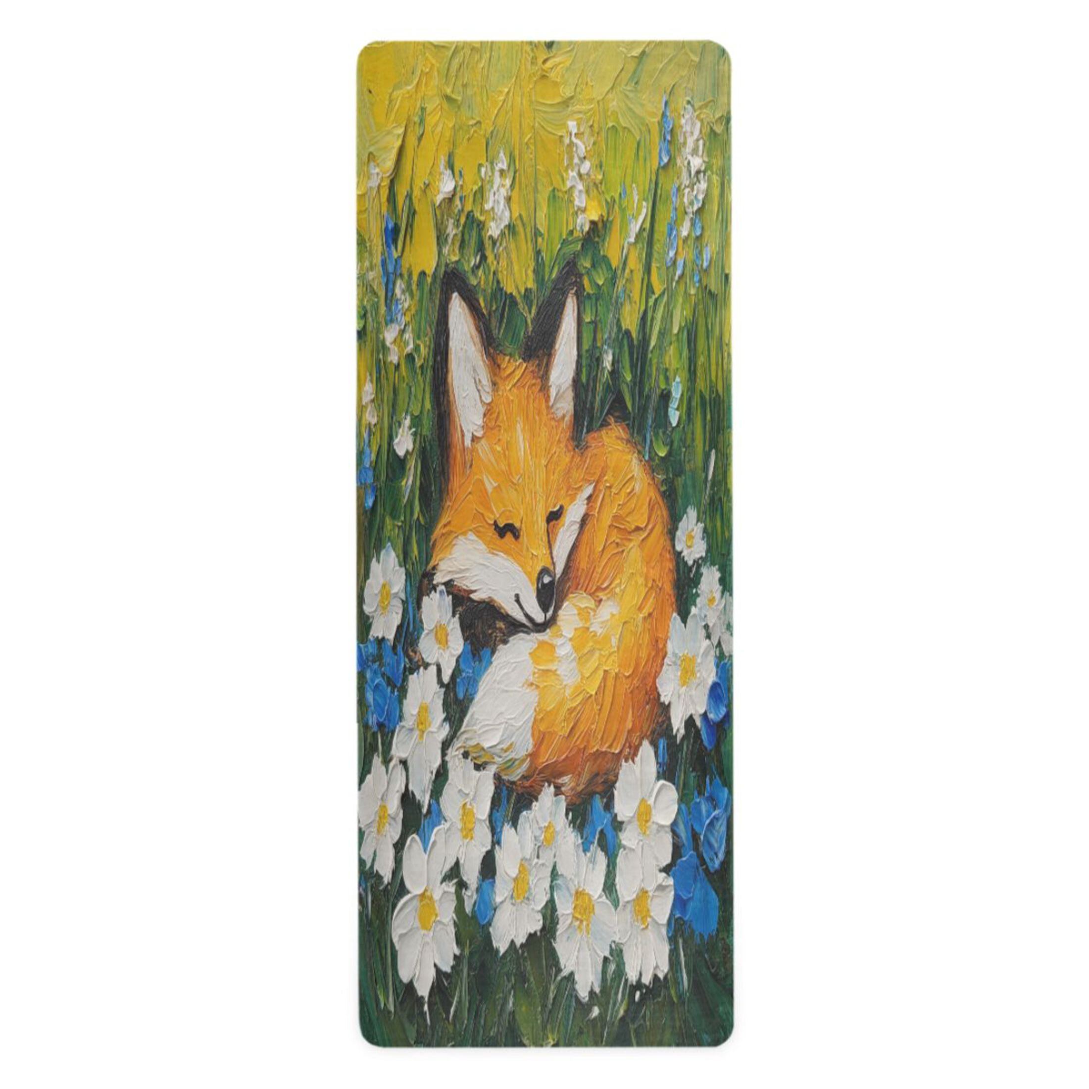 BZSMCE Yoga Mat Women Sleeping Fox Among Flowers Fitness Mat