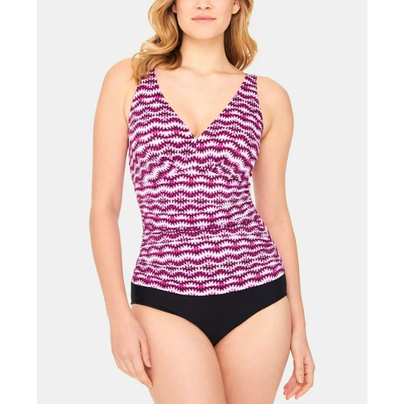 Swim Solutions Womens Spring Play Shirred Tummy control One piece Swimsuit