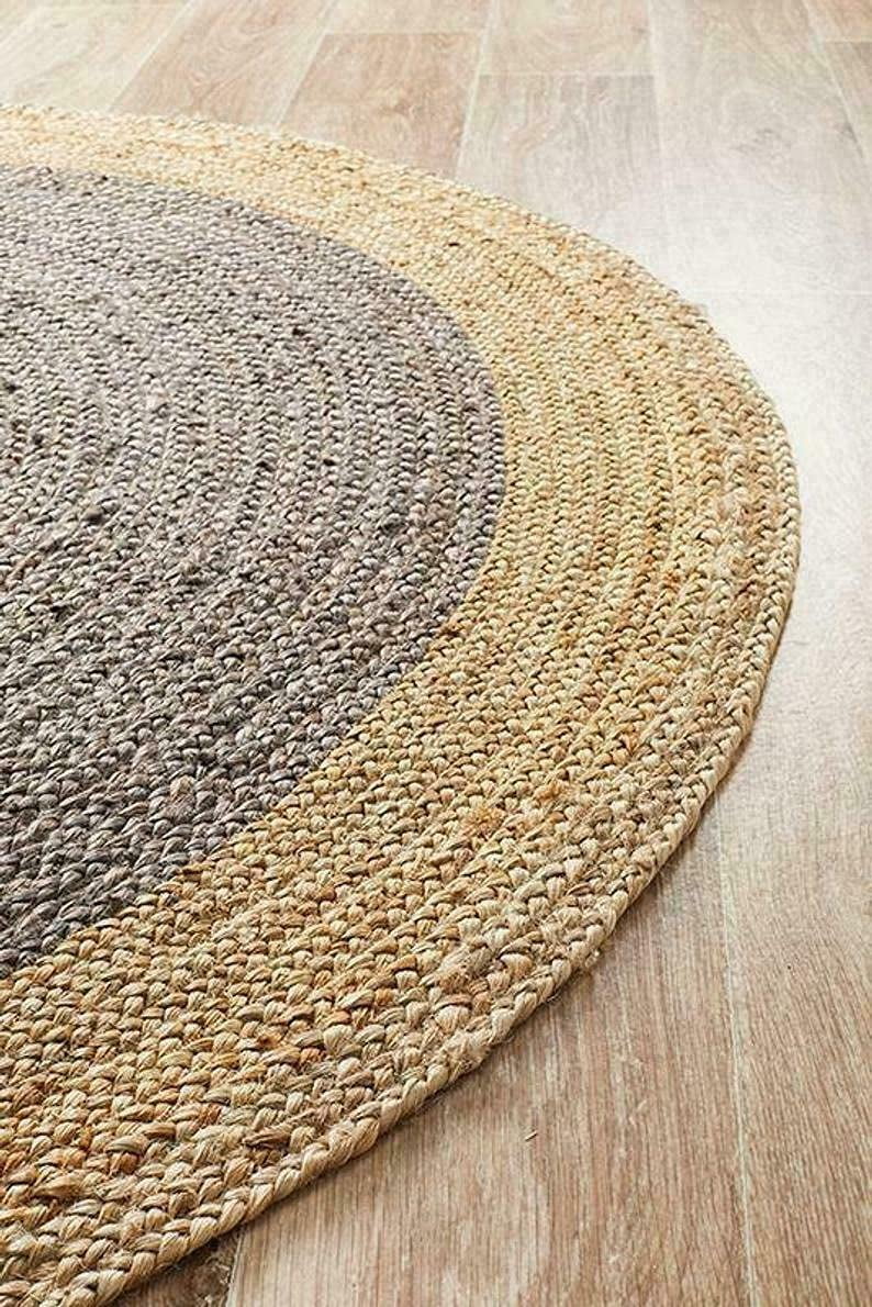 Avgari Creation Hand Made Round Gray Color Living Room Area Rug, Farm House, Kitchen Outdoor Indoor Rugs Carpet Doormat 5" Feet (60" Inch)