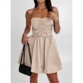thumbnail image 3 of SUNSIOM Women's Summer Mini Dress Strapless Ruched Front Solid Color Tube Top Dress Short Pocket Dress, 3 of 5