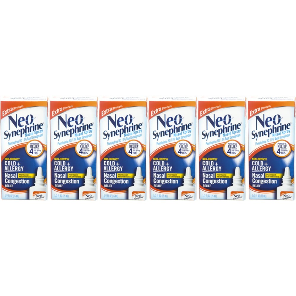 6 Pack Neo Synephrine Nasal Spray Extra Strength Formula 0 50 Ounces