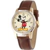 Unisex Mickey Mouse Oversized Molded-Hands Brown Watch, Simulated-Leather Strap
