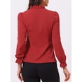 thumbnail image 4 of DARING DIVA Women's Spring Blouse Long Sleeve Ruffle Tie Neck Business Top M Dark Red, 4 of 6
